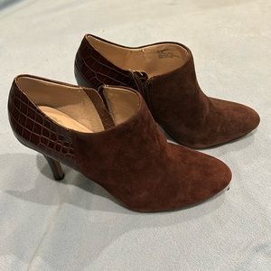 Brown suede booties